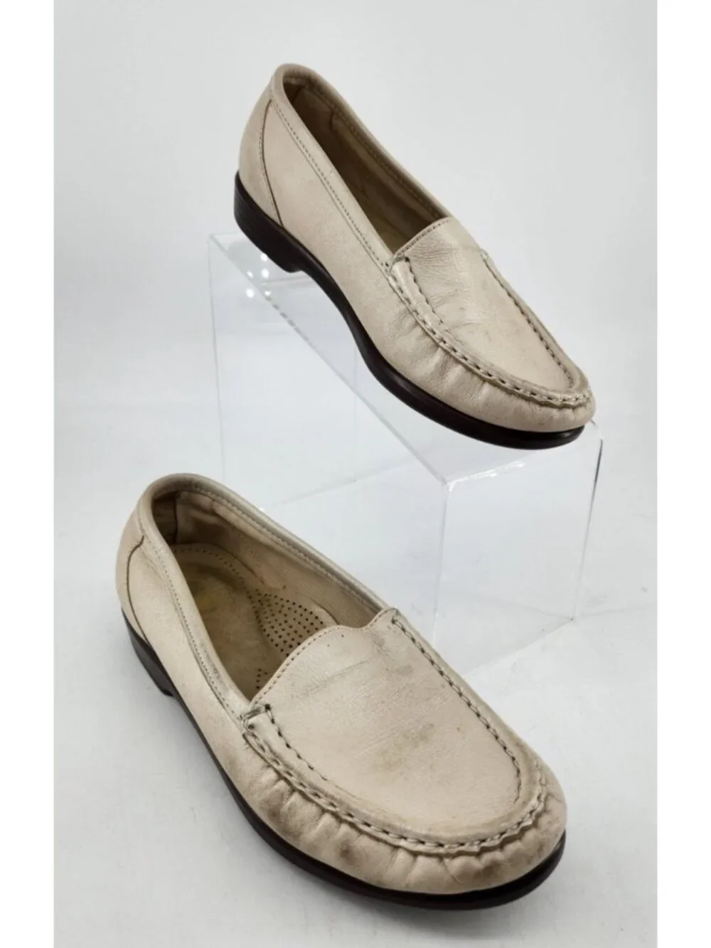 SAS Women's Size‎ 6 W Ivory Leather Slip On Orthotic Simplify Loafers Shoes USA